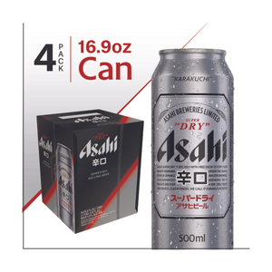 ASAHI SUPER DRY BEER 6/4pk/16.9oz CAN 77338