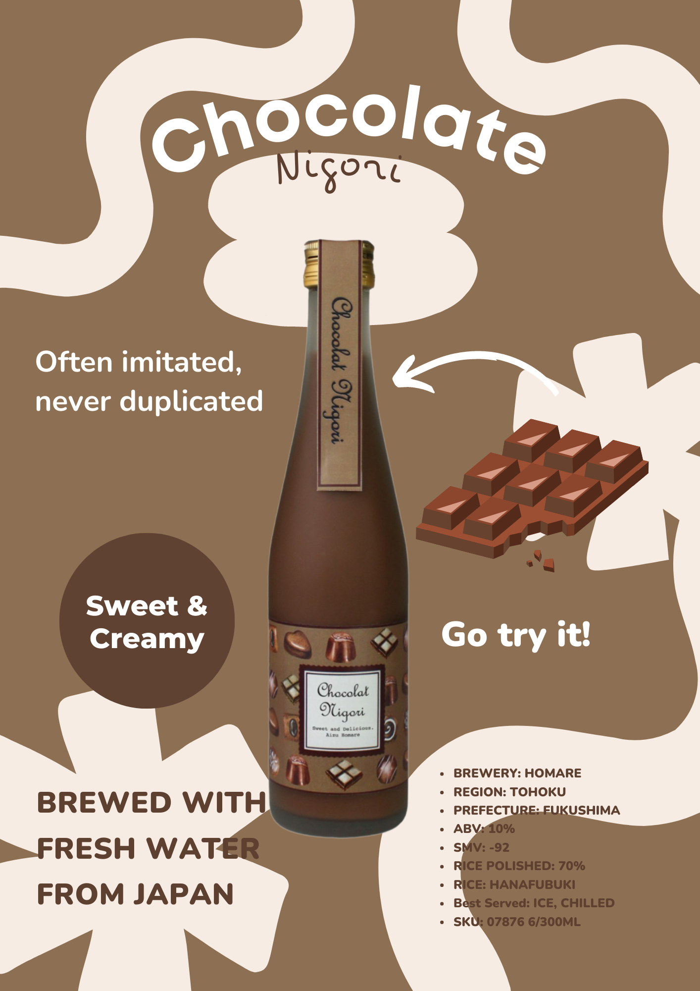 HOMARE CHOCOLATE NIGORI SAKE 300ml 07876 – Wismettac Asian Foods, Inc. HOMARE CHOCOLATE NIGORI SAKE 300ml 07876 – Wismettac Asian Foods, Inc.